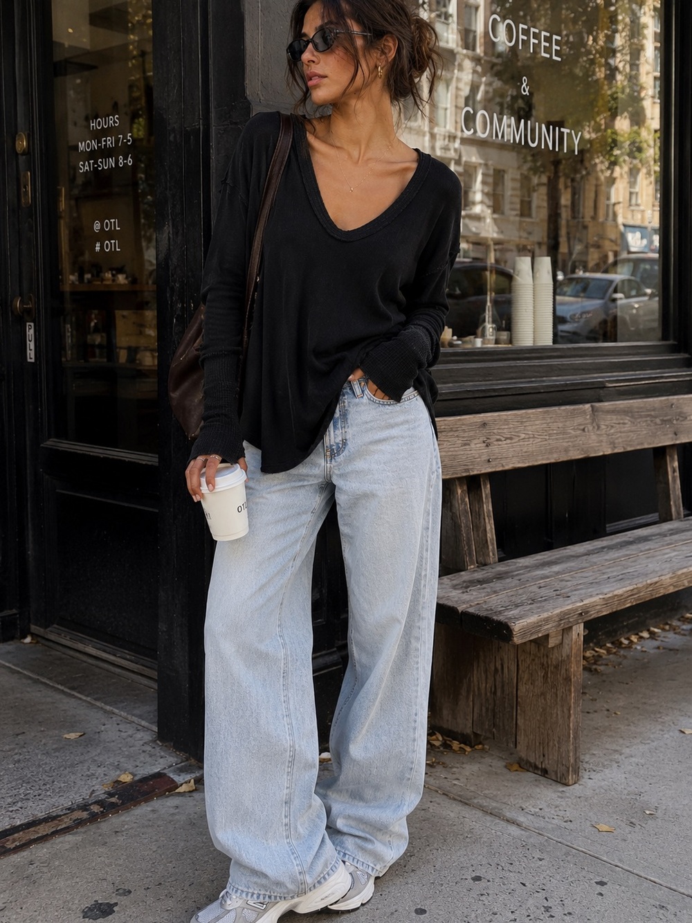 Free People We The Free Colby Raw Edge Tee Black XS